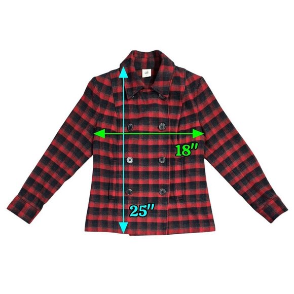 Cabi 3852 Snow Valley Red Black Buffalo Check Plaid Double Breasted Jacket - Picture 4 of 10